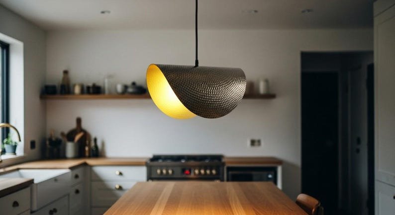 products-idealforkitchens2.jpg Handcrafted Moroccan Brass Pendant Light: Hammered Dome Ceiling Lamp - Image 3