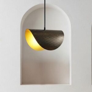 Handcrafted Moroccan Brass Pendant Light: Hammered Dome Ceiling Lamp