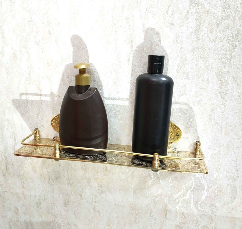 products-il_794xN.3912978818_rnjx.jpg Engraved Solid Brass Wall Bathroom Shelf, Small Bathroom Shelf - Moroccan Handmade Bathroom Shelf - Image 2