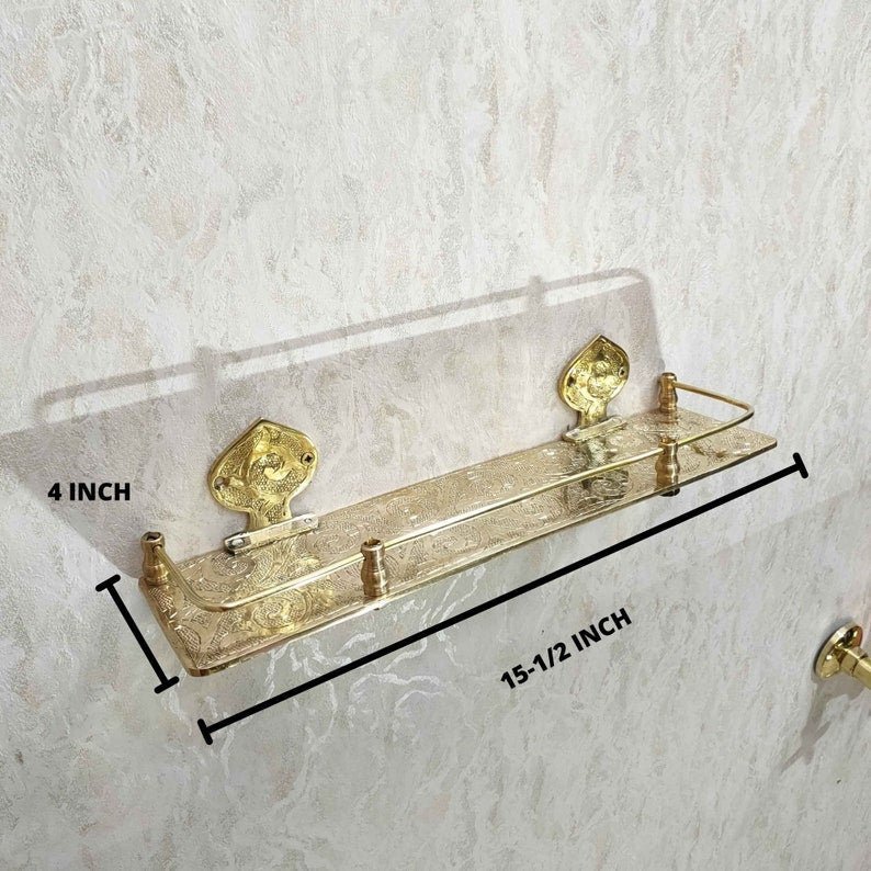 products-il_794xN.3912978854_njqh.jpg Engraved Solid Brass Wall Bathroom Shelf, Small Bathroom Shelf - Moroccan Handmade Bathroom Shelf - Image 5