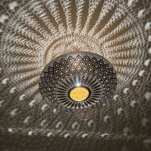 Moroccan Brass Chandelier Lighting - Silver Pendant Light - Bronze Ceiling Lamp - Silver Chandelier - Black Pendant Lighting - Handmade Pendant