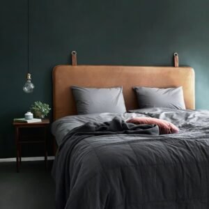 Genuine Leather Hanging Headboard - Leather Headboard - Bedroom Wall Décor Over the Bed - Hanging Leather with Strap and Brass Ring - High Quality