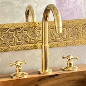 Enhance Your Bathroom with Handcrafted Unlacquered Brass Faucet.