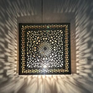 Moroccan Brass Wall Lamp – Handmade Square Wall Light for Bright Wall Decoration