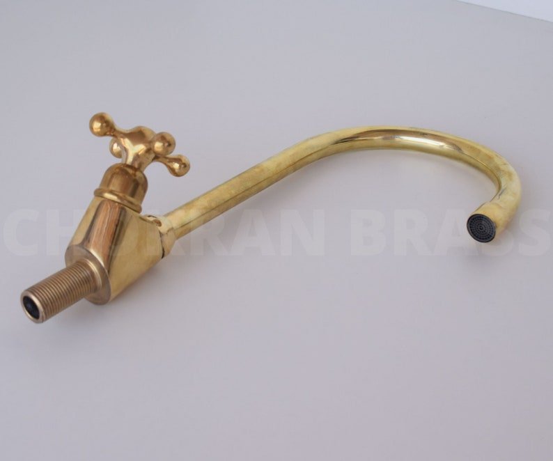products-il_794xN.5063633764_3b5x.jpg Premium Brass Kitchen Faucet - Unlacquered Brass Gooseneck Faucet for Cold or Hot Water - Image 4