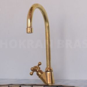 Premium Brass Kitchen Faucet - Unlacquered Brass Gooseneck Faucet for Cold or Hot Water