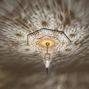 Moroccan Brass Hanging Light - Bronze Pendant Lamp - Ceiling Light - Moroccan Chandelier Lighting - Silver Fixtures