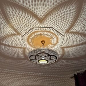 Moroccan Bronze Ceiling Light – Artisan Brass Chandelier and Copper Pendant