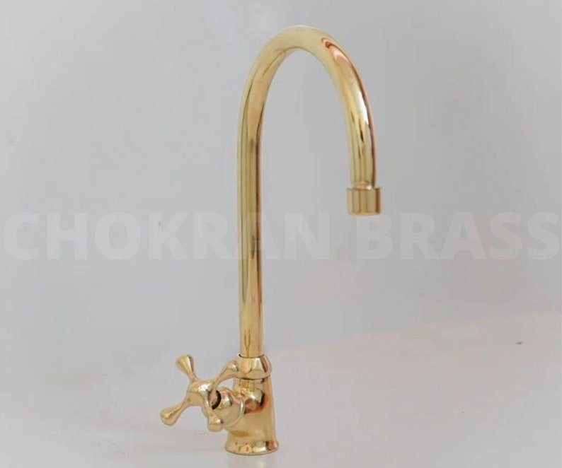 products-il_794xN.5748591042_21rj.jpg Premium Brass Kitchen Faucet - Unlacquered Brass Gooseneck Faucet for Cold or Hot Water - Image 6