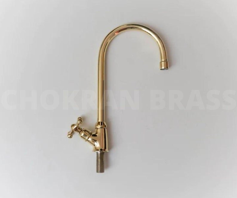 products-il_794xN.5748591044_9zyd.jpg Premium Brass Kitchen Faucet - Unlacquered Brass Gooseneck Faucet for Cold or Hot Water - Image 3