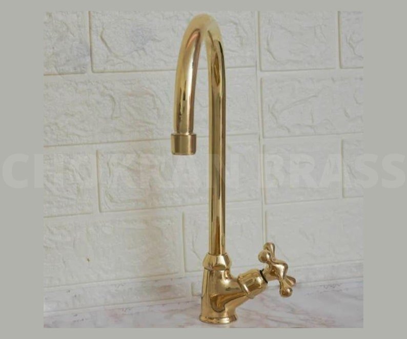 products-il_794xN.5748591102_ob0l.jpg Premium Brass Kitchen Faucet - Unlacquered Brass Gooseneck Faucet for Cold or Hot Water - Image 7