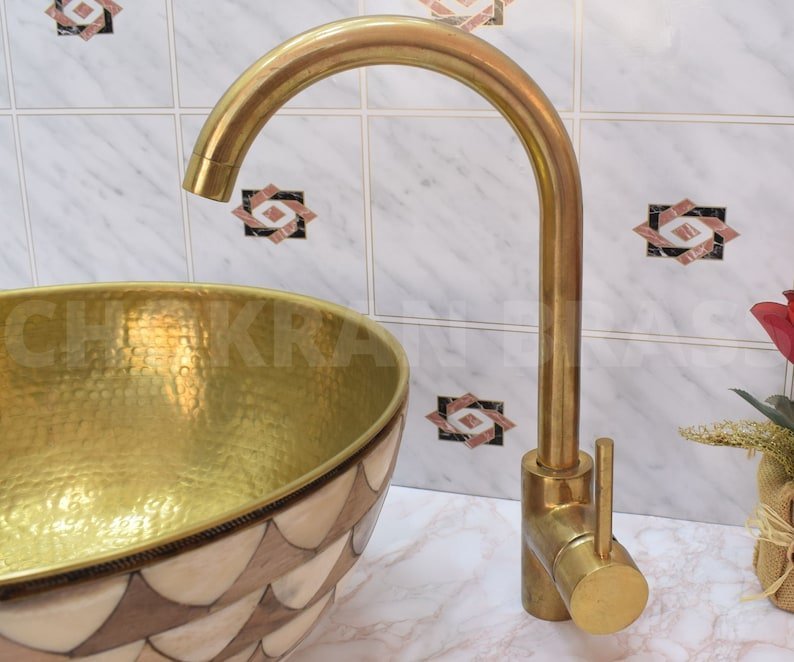 products-il_794xN.5768654789_in84.jpg Luxury Moroccan Bathroom Sink - Solid Unlacquered Brass, Bone, and Wood Finish with Brass Mixer Tap - Image 3
