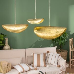 Hammered gold brass pendant light Brass 80cm