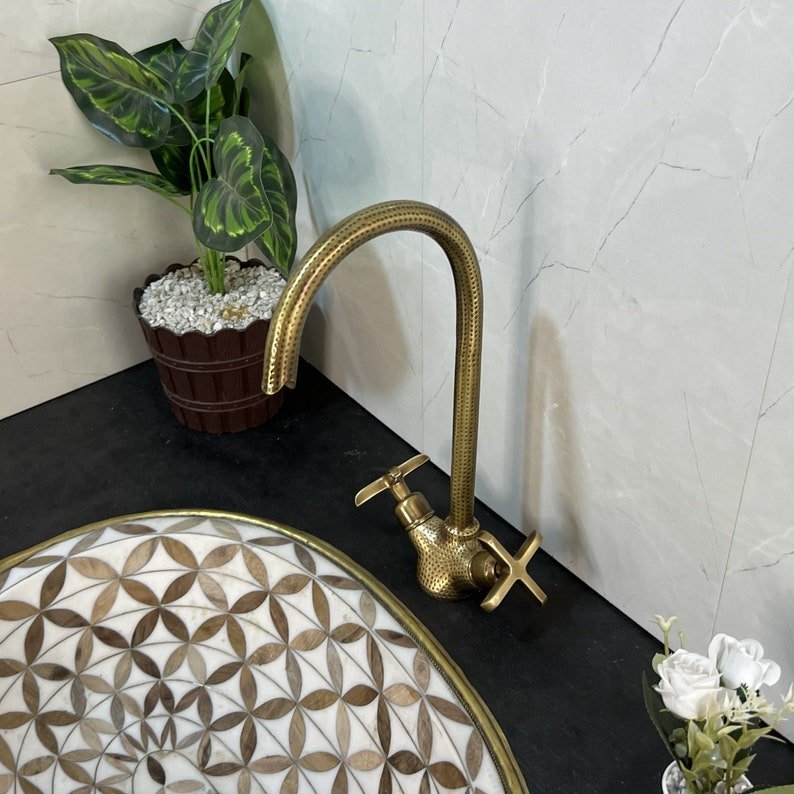 products-il_794xN.6028622130_oudf.jpg Custom Made Brass Faucet 1 Hole, Bathroom Faucet Sink, Brass Kitchen Faucets - Solid Brass Sink Faucet - Image 5