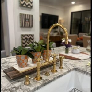 Unlacquered Brass Kitchen Faucet - Solid Brass, Handmade, Antique Brass Sink Faucet
