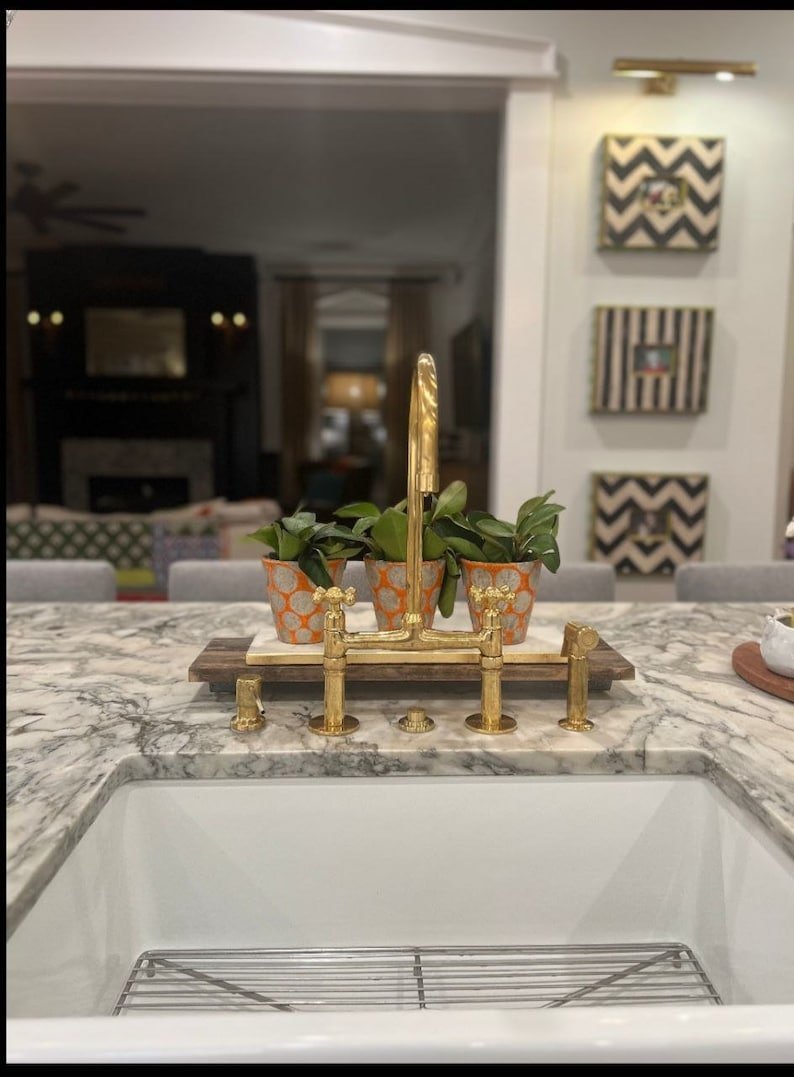 products-il_794xN.6134049615_ahxt.jpg Unlacquered Brass Kitchen Faucet - Solid Brass, Handmade, Antique Brass Sink Faucet - Image 2