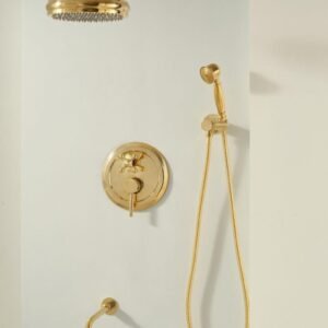 Unlacquered Brass Shower System with Handheld Shower Head & Tub Filler