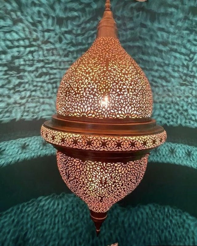 products-lamplawza5.jpg Handmade Moroccan Brass Pendant Lamp – Floral Dome Hanging Light