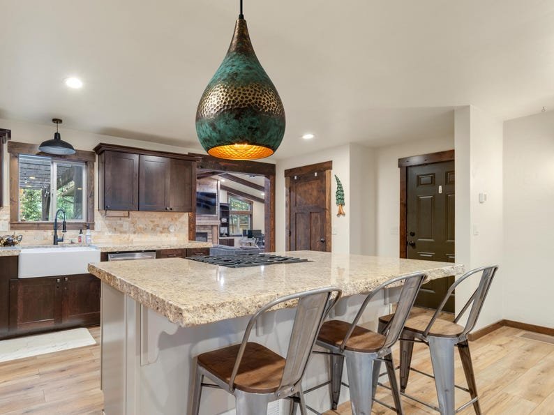 products-land2.jpg Handmade Oxidized Copper Dome Lamp: Green Patina Island Lighting - Image 2