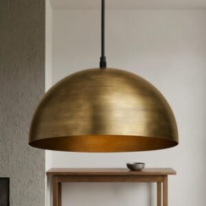 Pendant lamp – brushed brass dome ceiling light for kitchen island, dining room and entryway, modern mid century style, handmade