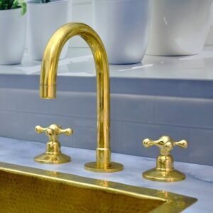 Unlacquered Solid brass bathroom vanity 3 holes faucet , deck mount faucet , brass bathroom faucet , vanity faucet , vanity 3 hole sink