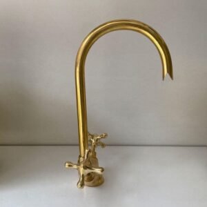 Unlacquered Brass Bathroom Faucet ,Solid Brass Gooseneck Faucet For Sink