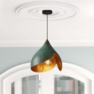 Handmade Oxidized Copper Pendant Light, Green Patina Copper Dome Pendant Light, Farmhouse Kitchen Ceiling Lamp Fixture