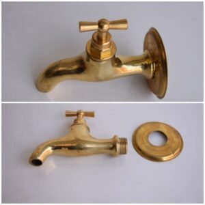 Unlacquered Brass Outdoor Garden Faucet – Wall-Mounted Cold Water Tap, Smooth Finish, G 1/2" Thread
