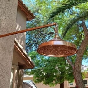 Unlacquered solid copper shower head, shower head, copper shower head, outdoor shower head, outdoor copper shower head, shower head