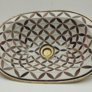 Handcrafted Brass & Wood Drop-In Sink: Oval Bathroom Vanity, Vintage Style